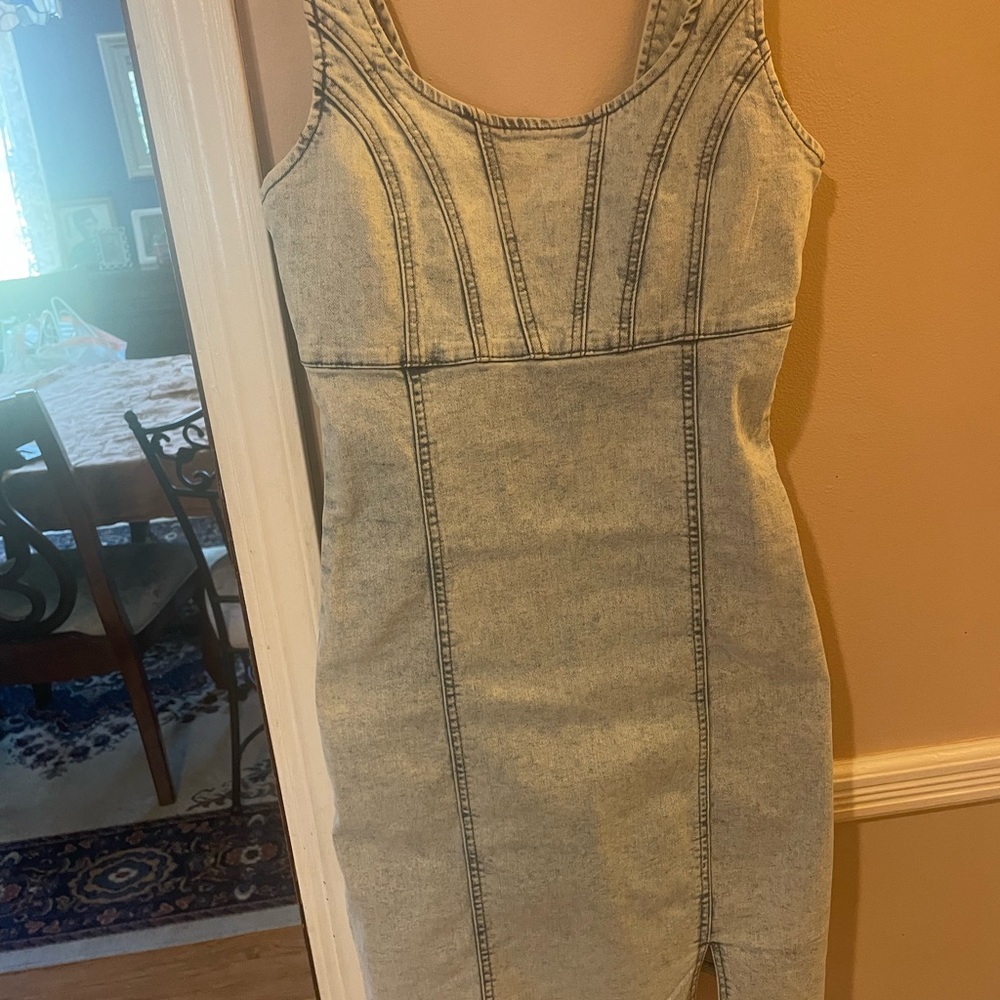 Denim Acid Wash Sleeveless Dress